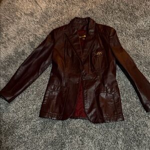 Etienne Aigner Dark Brown Leather Blazer